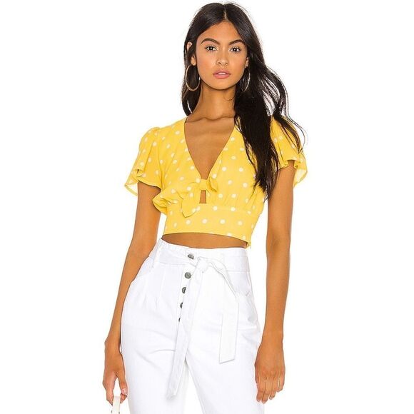 Privacy Please Renata Top in Yellow & White Dot - Picture 1 of 8